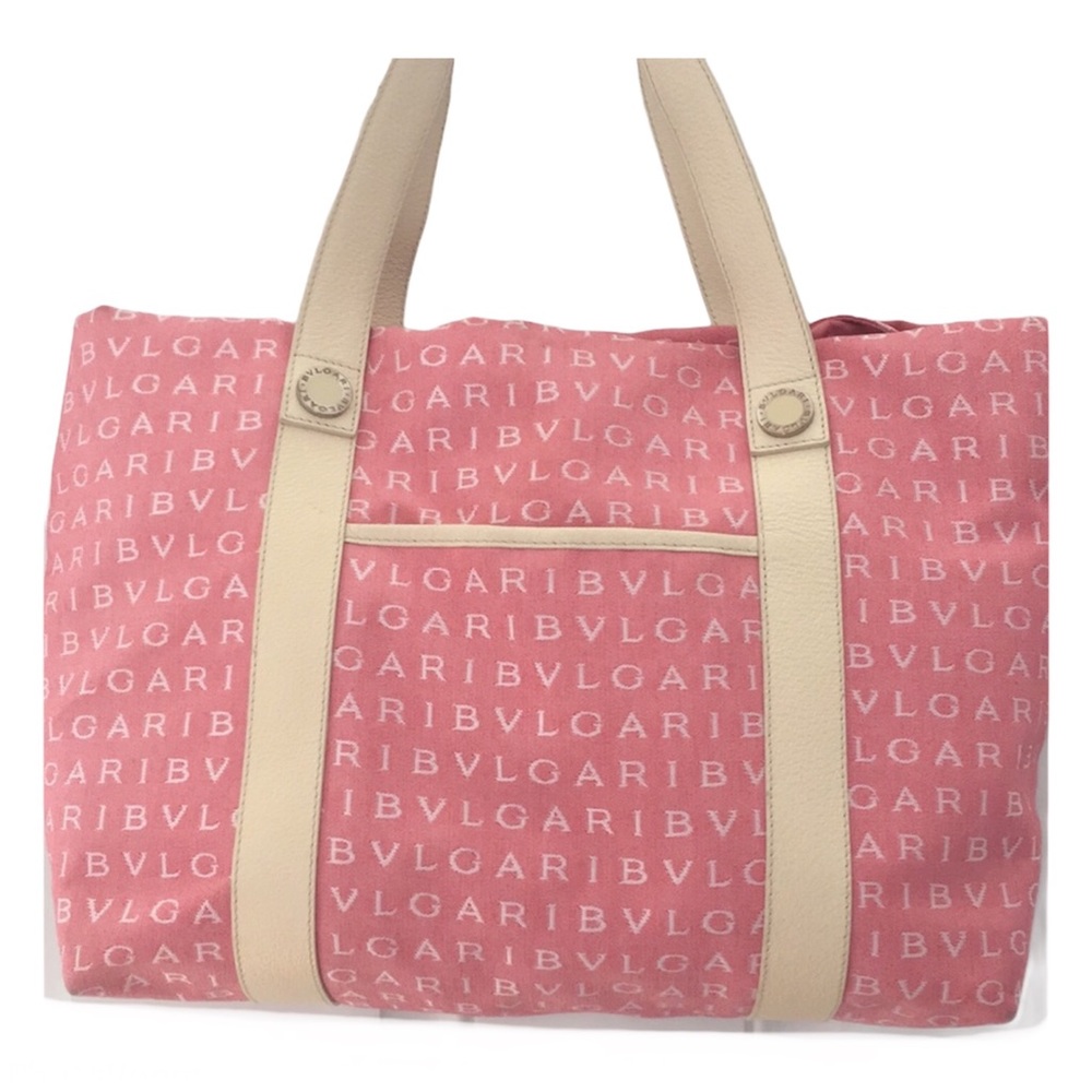 BVLGARI MAEREA Pink/Coral Leather Trim Satchel - Picture 2 of 15